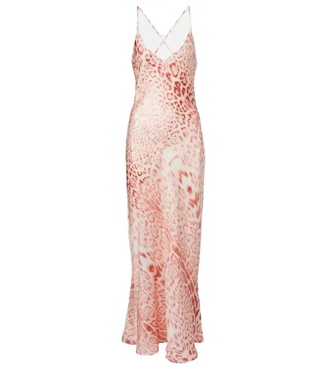 Leopard-print silk satin dress