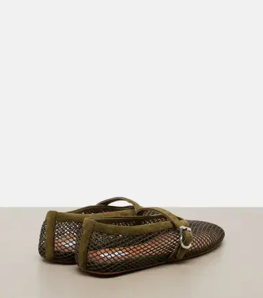 Alaïa Alaïa Suede-trimmed fishnet ballet flats | Thumbnail 4 Alaïa Alaïa Suede-trimmed fishnet ballet flats | Thumbnail 4