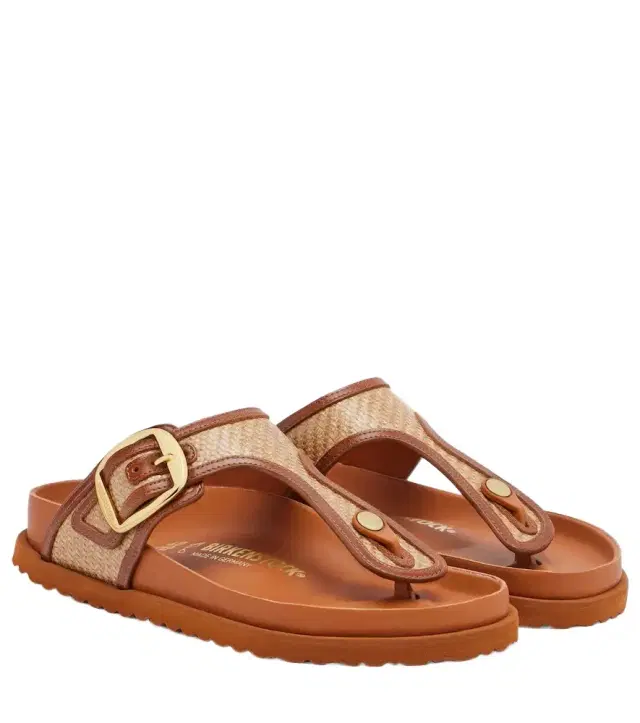 Birkenstock 1774 Gizeh leather-trimmed woven thong sandals