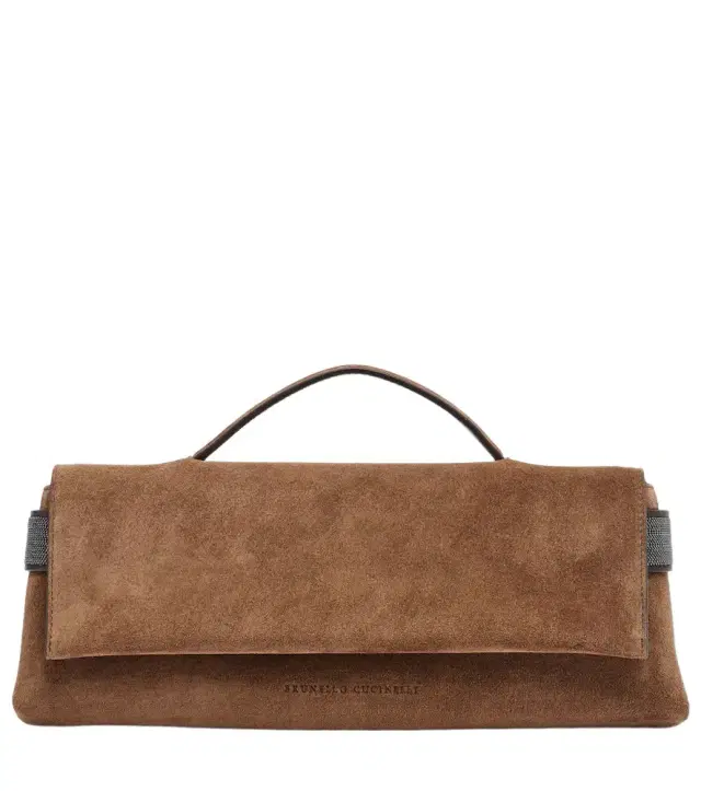 Brunello Cucinelli Essence Small suede top-handle bag