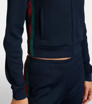 Gucci Web Stripe jersey zip-up sweatshirt | Thumbnail 5