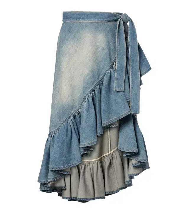 Alaia Alaïa Ruffled denim wrap skirt