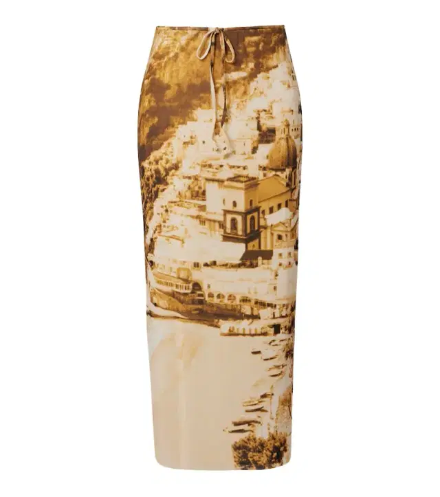 Porta printed mesh midi skirt