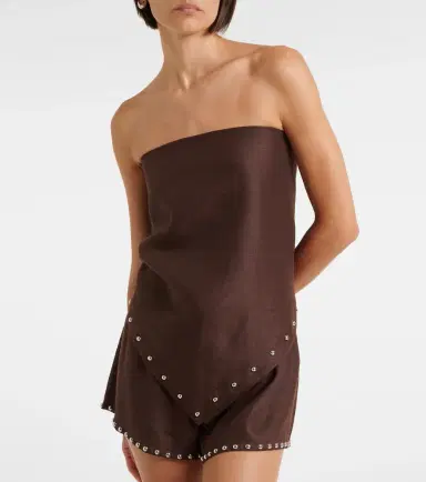 Staud Samara studded strapless linen top | Thumbnail 2