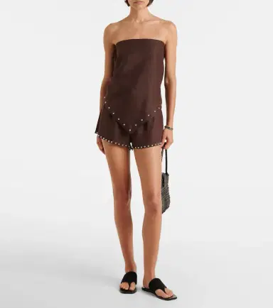 Staud Samara studded strapless linen top | Thumbnail 5