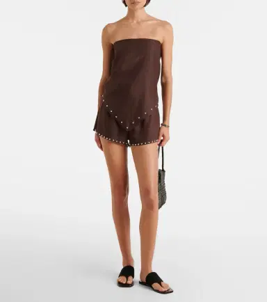 Staud Paddle studded linen shorts | Thumbnail 4