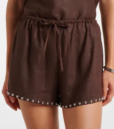 Staud Paddle studded linen shorts | Thumbnail 5