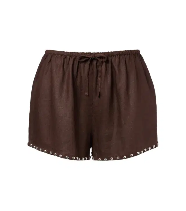 Staud Paddle studded linen shorts