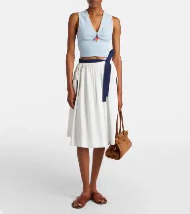 Prada Embellished cotton-blend bouclé crop top | Thumbnail 2