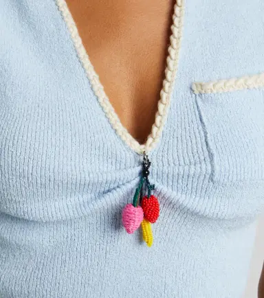 Prada Embellished cotton-blend bouclé crop top | Thumbnail 3