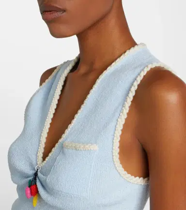 Prada Embellished cotton-blend bouclé crop top | Thumbnail 6