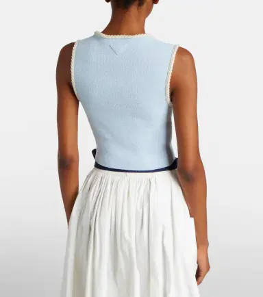 Prada Embellished cotton-blend bouclé crop top | Thumbnail 7