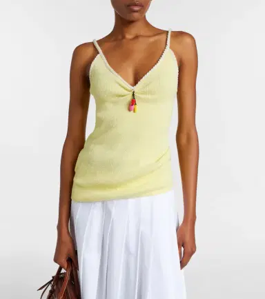 Prada Embellished cotton-blend bouclé top | Thumbnail 6