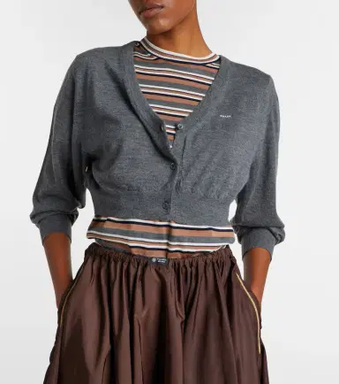 Prada Cropped cashmere cardigan | Thumbnail 4 Prada Cropped cashmere cardigan | Thumbnail 4