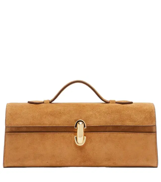 Savette Symmetry Slim suede top-handle bag