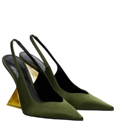 The Attico Cheope satin slingback wedges | Thumbnail 1 The Attico Cheope satin slingback wedges | Thumbnail 1