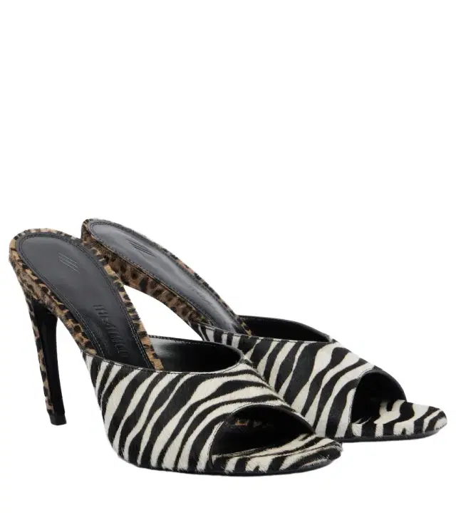 The Attico Betta zebra-print calf hair mules