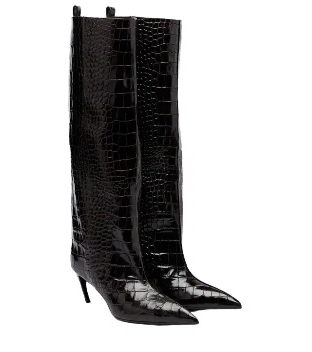 The Attico Lea croc-effect leather knee-high boots