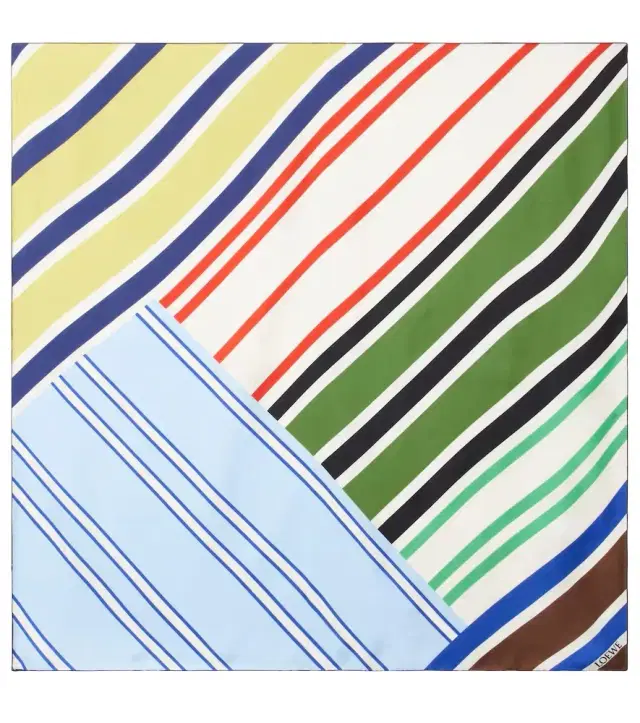 Striped silk twill scarf