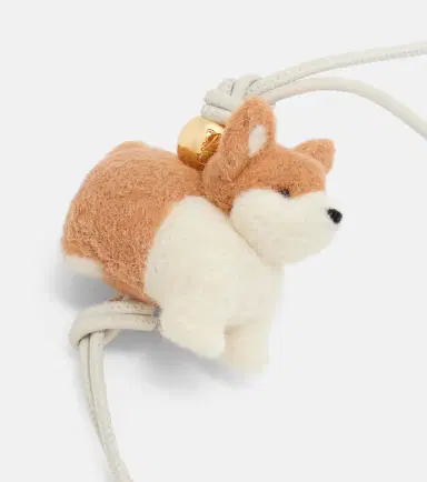 Loewe Corgi leather-trimmed wool bag charm | Thumbnail 2