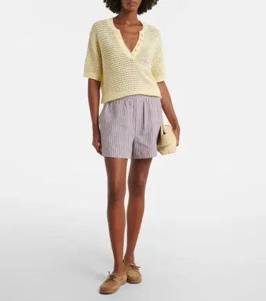 Varley Darina seersucker striped cotton shorts | Thumbnail 5