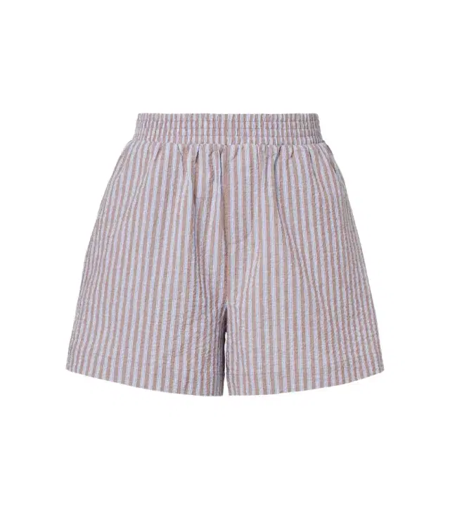 Darina seersucker striped cotton shorts