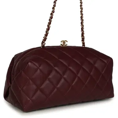 Chanel Chanel Large Quilted Clutch with Chain Dark Burgundy Lambskin Gold Hardware | Thumbnail 2 Chanel Chanel Large Quilted Clutch with Chain Dark Burgundy Lambskin Gold Hardware | Thumbnail 2