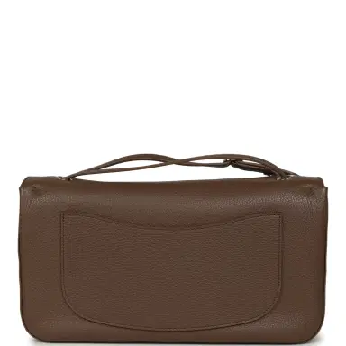 Chanel Chanel Maxi "Souplissimo" Small Flap Bag Brown Grained Calfskin Silver Hardware | Thumbnail 4