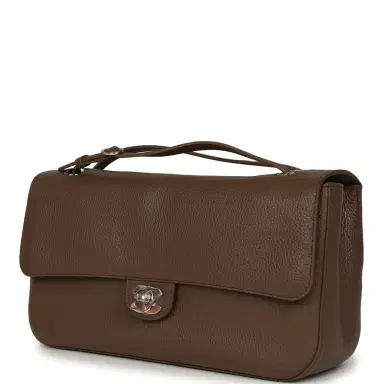 Chanel Chanel Maxi "Souplissimo" Small Flap Bag Brown Grained Calfskin Silver Hardware | Thumbnail 5