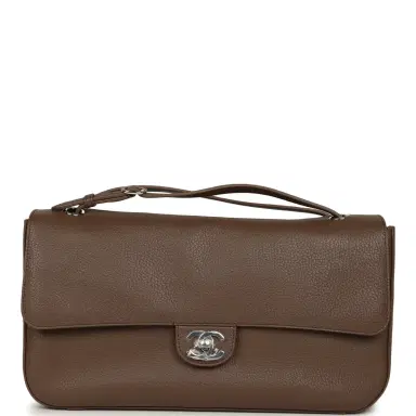 Chanel Chanel Maxi "Souplissimo" Small Flap Bag Brown Grained Calfskin Silver Hardware | Thumbnail 1