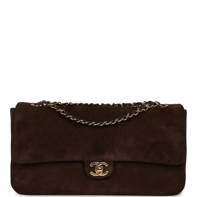 Chanel Chanel Maxi "Souplissimo" Small Flap Bag Dark Brown Suede Gold Hardware