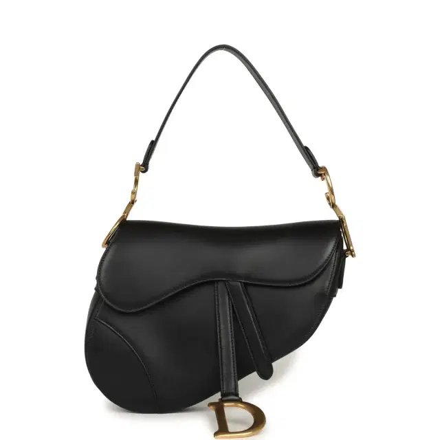 Dior Christian Dior Saddle Bag Black Calfskin Antique Gold Hardware