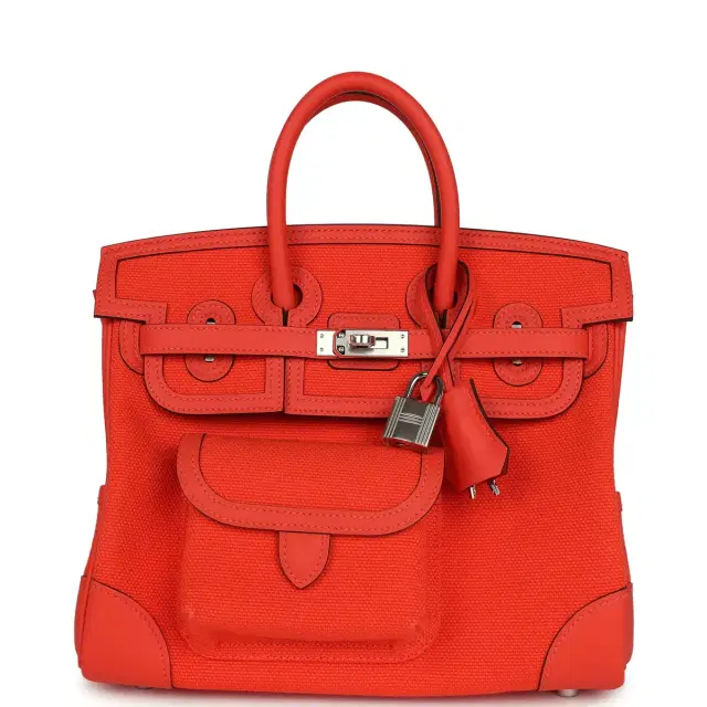hermes Hermes Birkin 25 Cargo Orange Field Toile Goeland and Swift Palladium Hardware