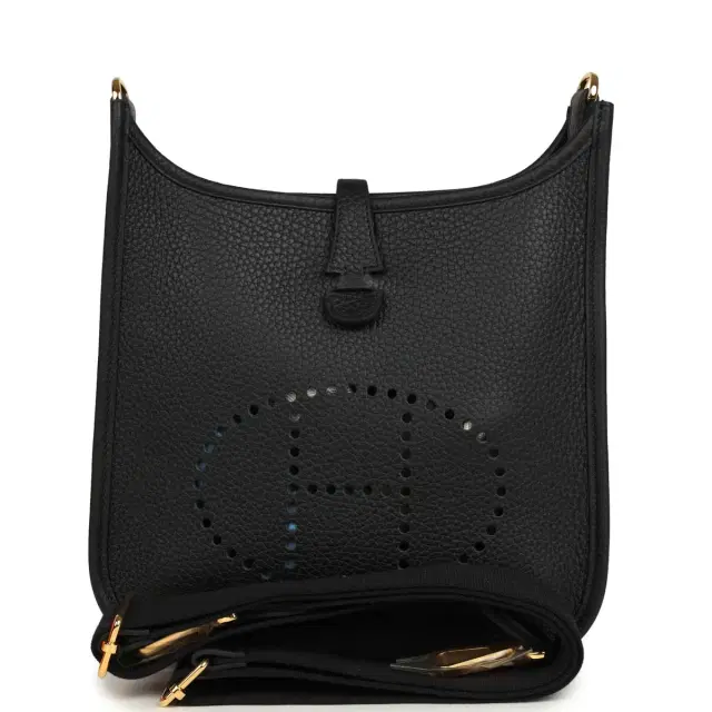 Hermes Evelyne 23 Black Clemence Gold Hardware