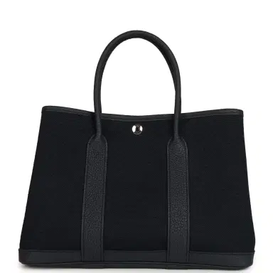 HERMÈS Hermes Garden Party 30 Bleu Indigo Toile Militaire and Negonda Palladium Hardware | Thumbnail 4 HERMÈS Hermes Garden Party 30 Bleu Indigo Toile Militaire and Negonda Palladium Hardware | Thumbnail 4