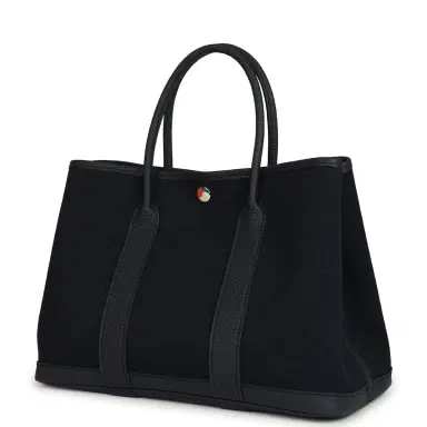 HERMÈS Hermes Garden Party 30 Bleu Indigo Toile Militaire and Negonda Palladium Hardware | Thumbnail 5 HERMÈS Hermes Garden Party 30 Bleu Indigo Toile Militaire and Negonda Palladium Hardware | Thumbnail 5