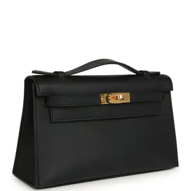 HERMÈS Hermes Kelly Pochette Black Swift Gold Hardware | Thumbnail 2