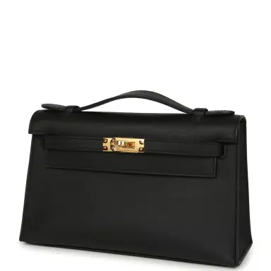 HERMÈS Hermes Kelly Pochette Black Swift Gold Hardware | Thumbnail 5