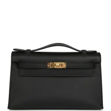 HERMÈS Hermes Kelly Pochette Black Swift Gold Hardware | Thumbnail 1