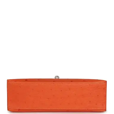 HERMÈS Hermes Kelly Pochette Tangerine Ostrich Palladium Hardware | Thumbnail 6