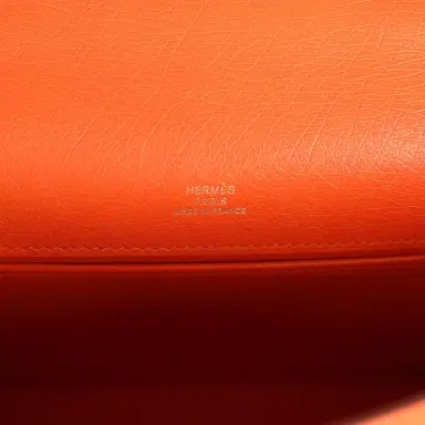 HERMÈS Hermes Kelly Pochette Tangerine Ostrich Palladium Hardware | Thumbnail 7