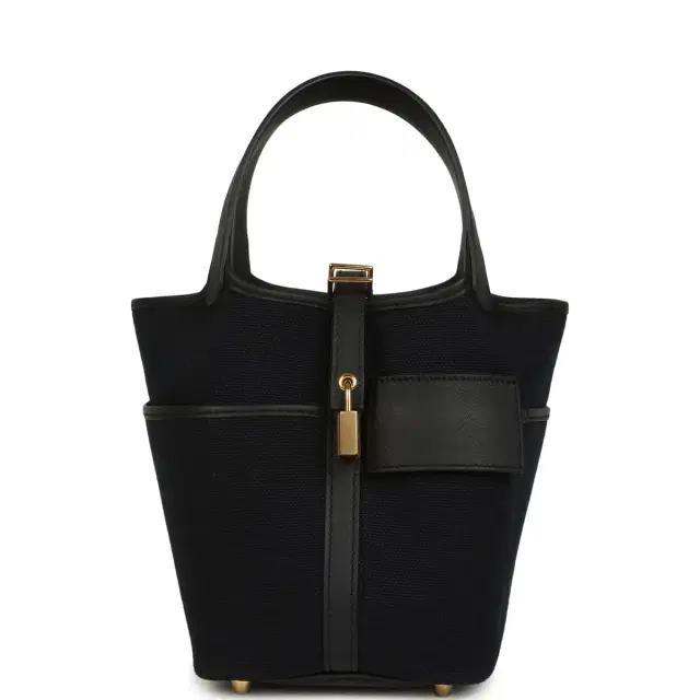 hermes Hermes Picotin Cargo 18 Black Toile Goeland and Swift Gold Hardware