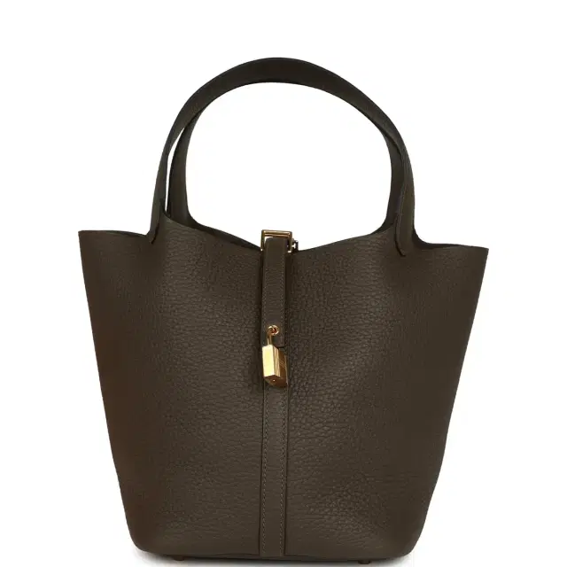 hermes Hermes Picotin Lock 22 Vert Loden Clemence Gold Hardware