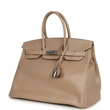 HERMÈS Pre-owned Hermes Birkin 35 Argile Tadelakt Guilloche Palladium Hardware | Thumbnail 5