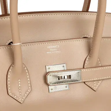 HERMÈS Pre-owned Hermes Birkin 35 Argile Tadelakt Guilloche Palladium Hardware | Thumbnail 7