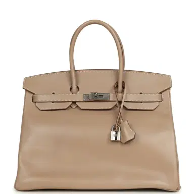 HERMÈS Pre-owned Hermes Birkin 35 Argile Tadelakt Guilloche Palladium Hardware | Thumbnail 1