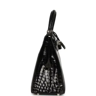 HERMÈS Pre-owned Hermes Kelly Sellier 28 Black Shiny Niloticus Crocodile Palladium Hardware | Thumbnail 3 HERMÈS Pre-owned Hermes Kelly Sellier 28 Black Shiny Niloticus Crocodile Palladium Hardware | Thumbnail 3