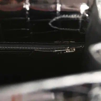 HERMÈS Pre-owned Hermes Kelly Sellier 28 Black Shiny Niloticus Crocodile Palladium Hardware | Thumbnail 9 HERMÈS Pre-owned Hermes Kelly Sellier 28 Black Shiny Niloticus Crocodile Palladium Hardware | Thumbnail 9