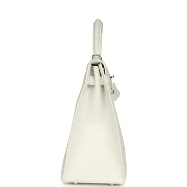 HERMÈS Pre-owned Hermes Kelly Sellier 35 White Epsom Palladium Hardware | Thumbnail 3