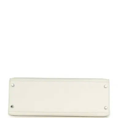 HERMÈS Pre-owned Hermes Kelly Sellier 35 White Epsom Palladium Hardware | Thumbnail 6